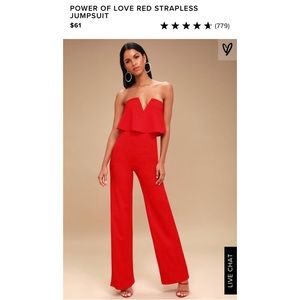 Power of Love Red Strapless Jumpsuit